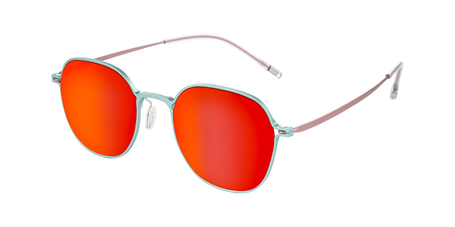 Angle of Lytle in Matte Teal/Pink with Red Gold Mirrored Lenses