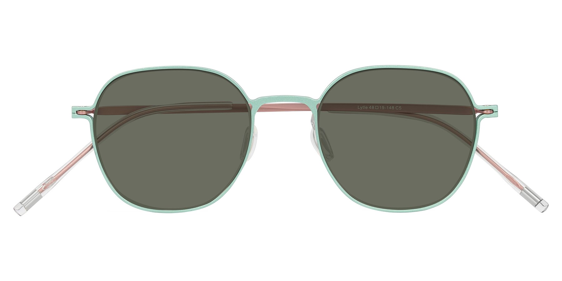 Folded Front of Lytle in Matte Teal/Pink with Gray Polarized Lenses