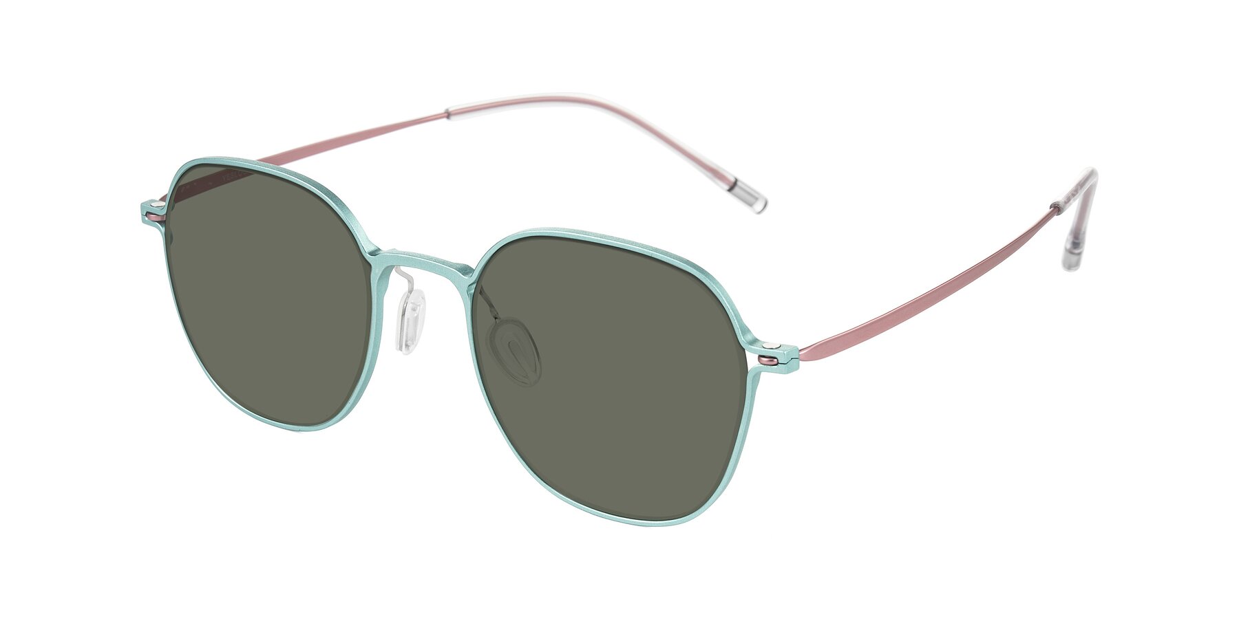 Angle of Lytle in Matte Teal/Pink with Gray Polarized Lenses