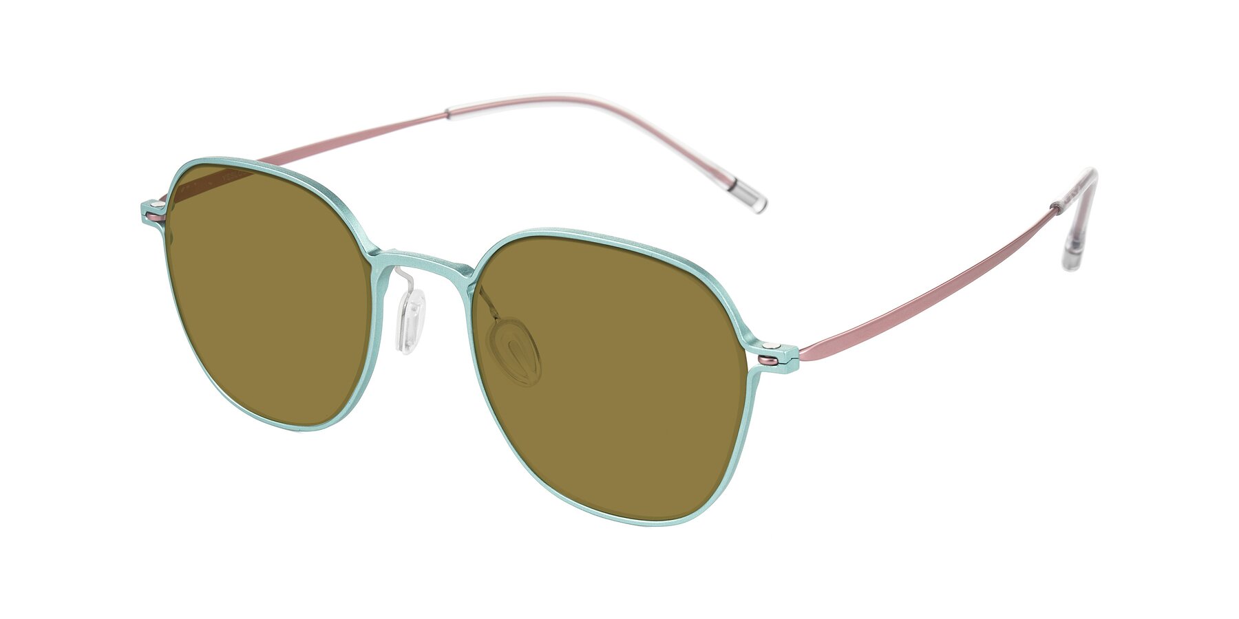 Angle of Lytle in Matte Teal/Pink with Brown Polarized Lenses