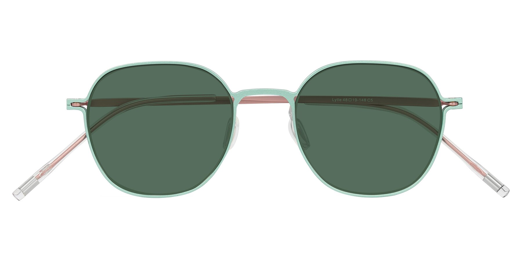 Folded Front of Lytle in Matte Teal/Pink with Green Polarized Lenses