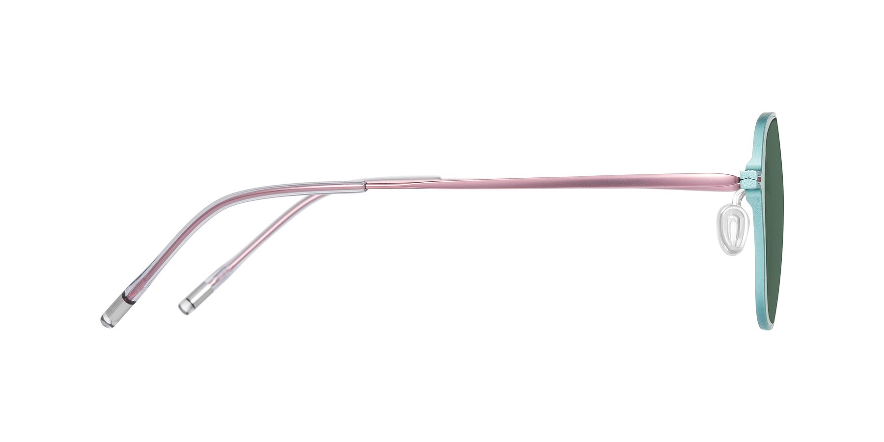 Side of Lytle in Matte Teal/Pink with Green Polarized Lenses