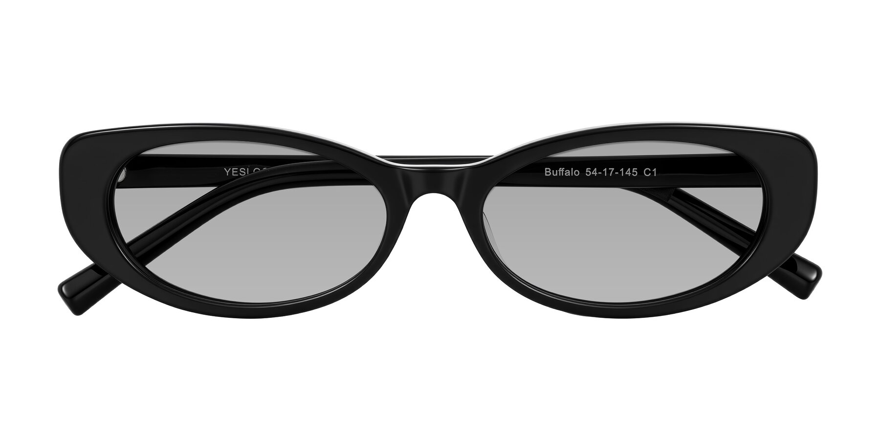 Folded Front of Buffalo in Black with Light Gray Tinted Lenses
