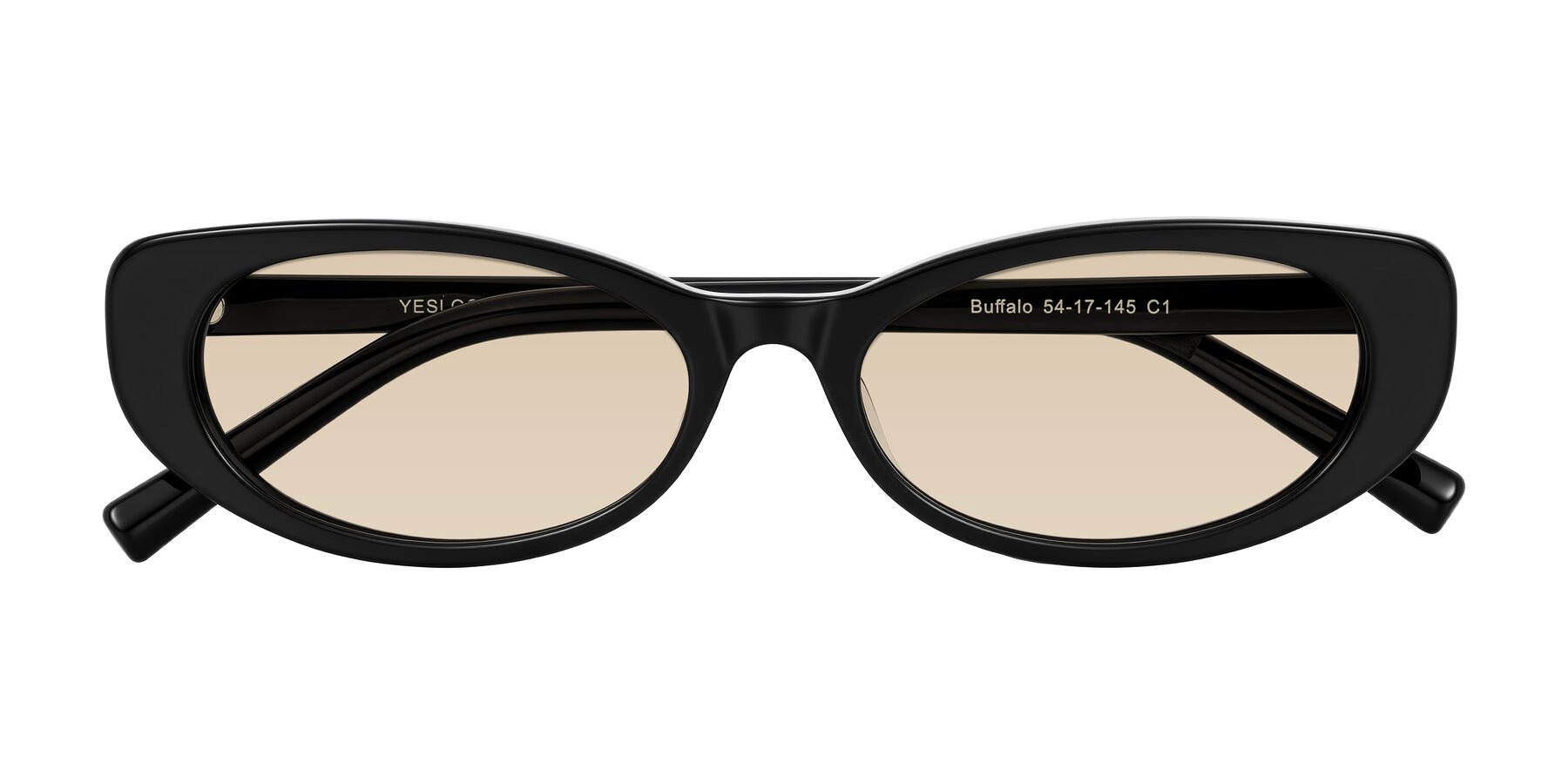 Folded Front of Buffalo in Black with Light Brown Tinted Lenses