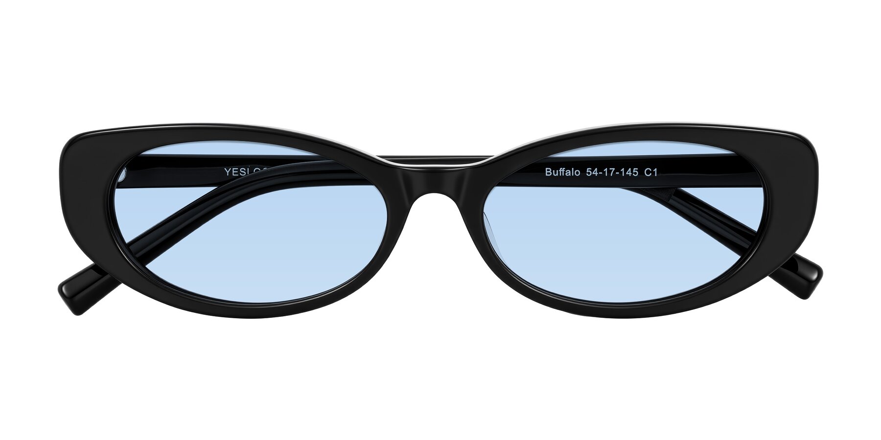 Folded Front of Buffalo in Black with Light Blue Tinted Lenses