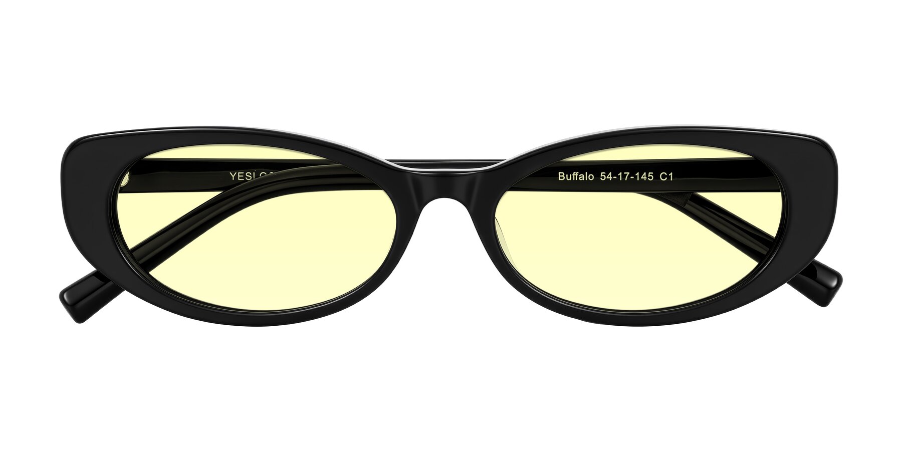Folded Front of Buffalo in Black with Light Yellow Tinted Lenses