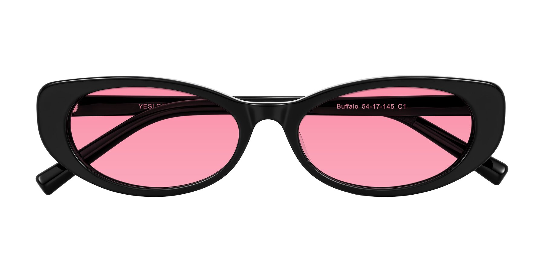 Folded Front of Buffalo in Black with Pink Tinted Lenses
