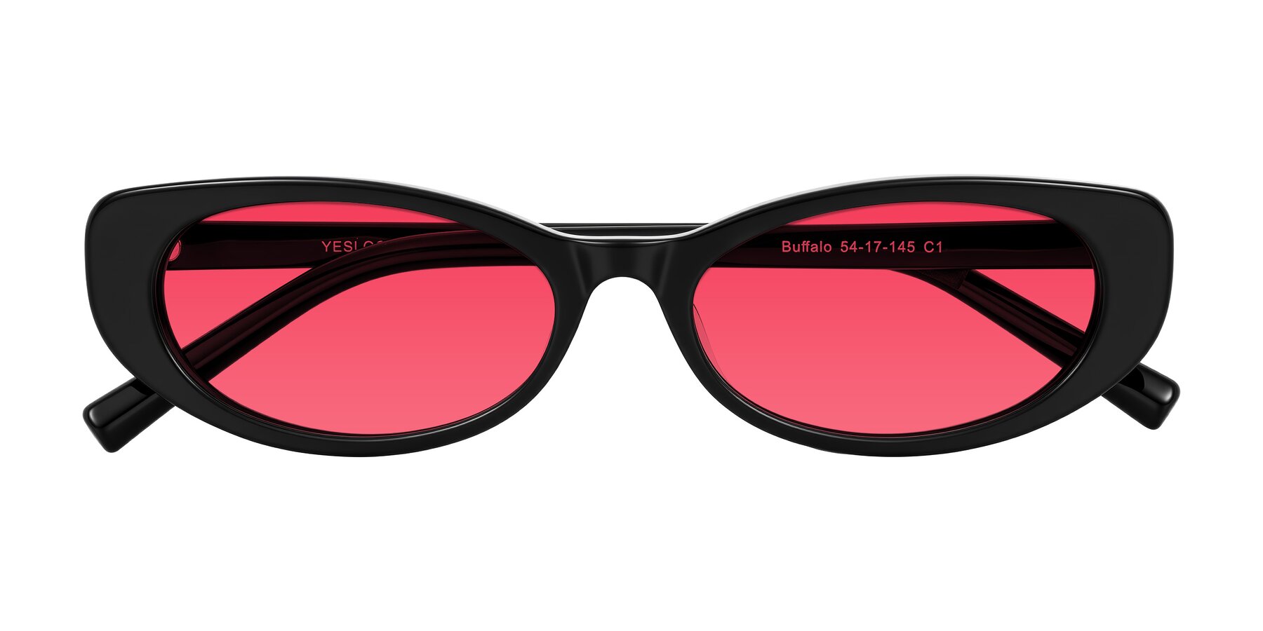 Folded Front of Buffalo in Black with Red Tinted Lenses
