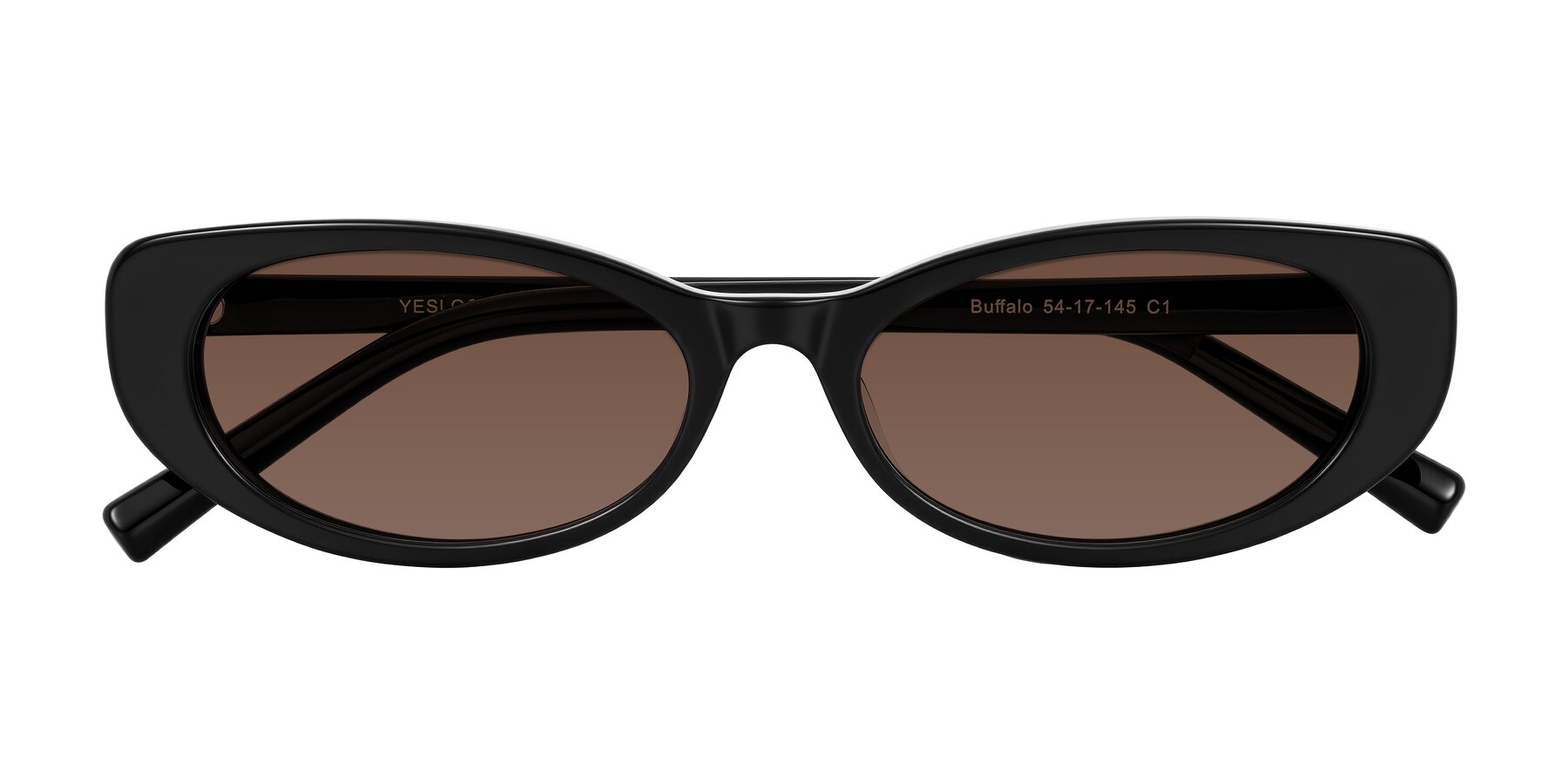 Folded Front of Buffalo in Black with Brown Tinted Lenses