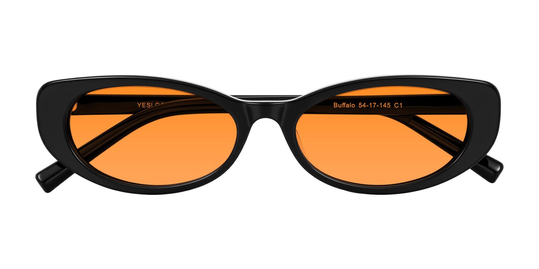 Folded Front of Buffalo in Black with Orange Tinted Lenses