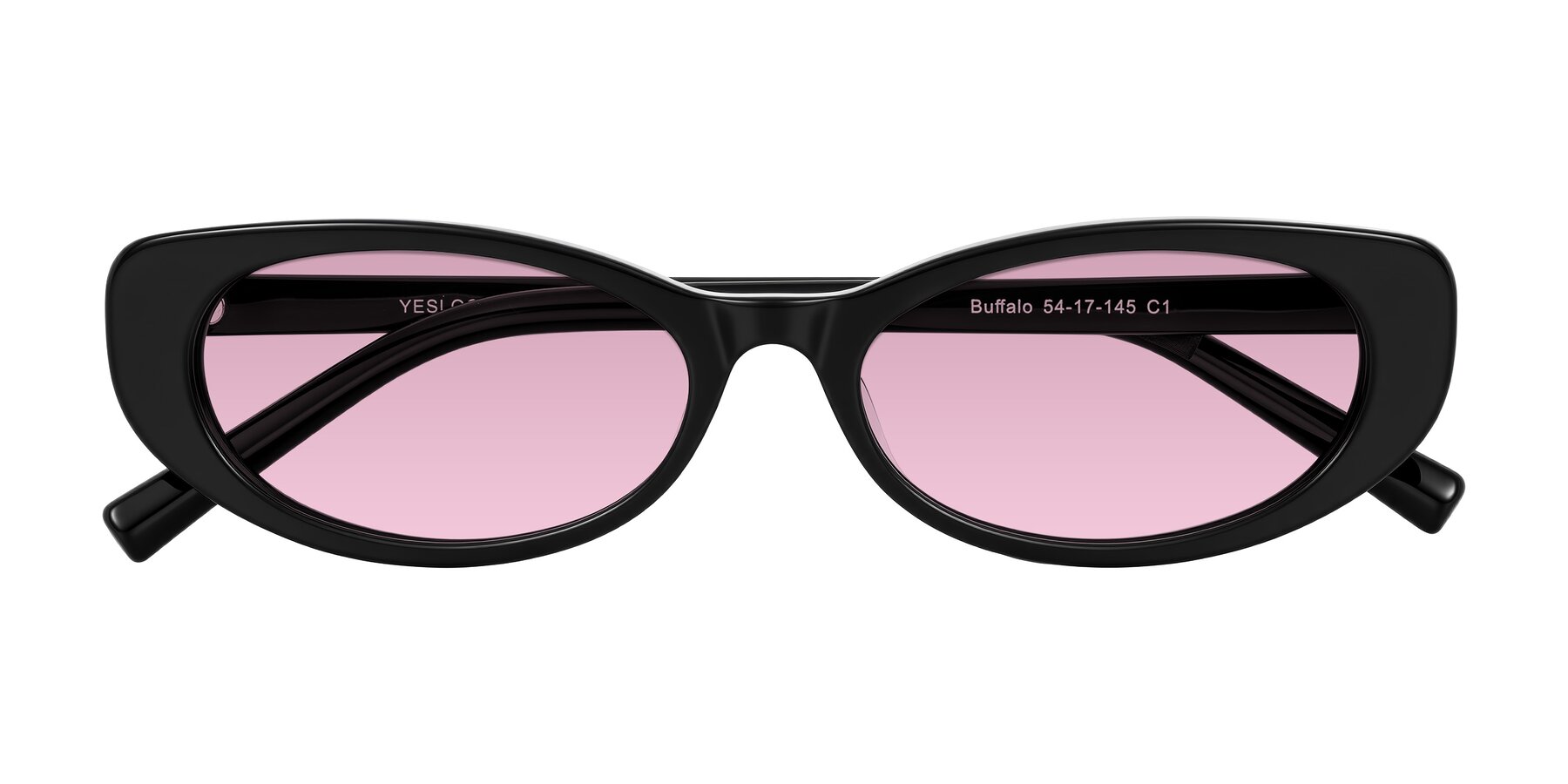 Folded Front of Buffalo in Black with Light Wine Tinted Lenses