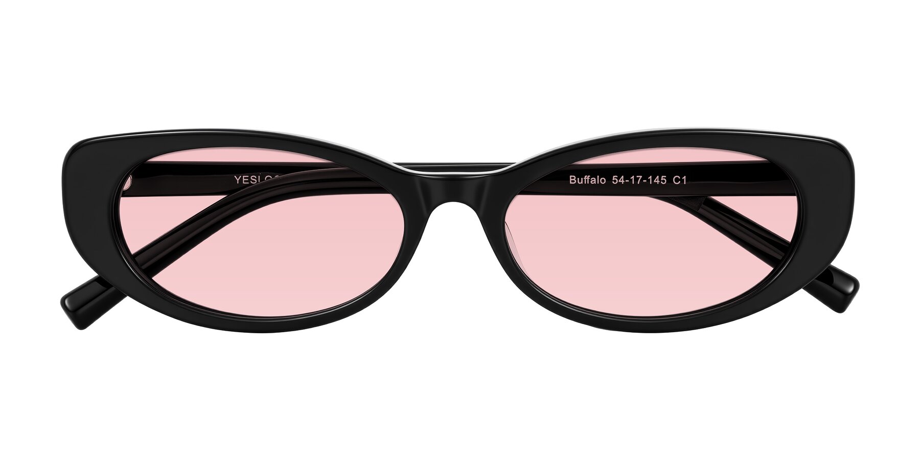 Folded Front of Buffalo in Black with Light Garnet Tinted Lenses