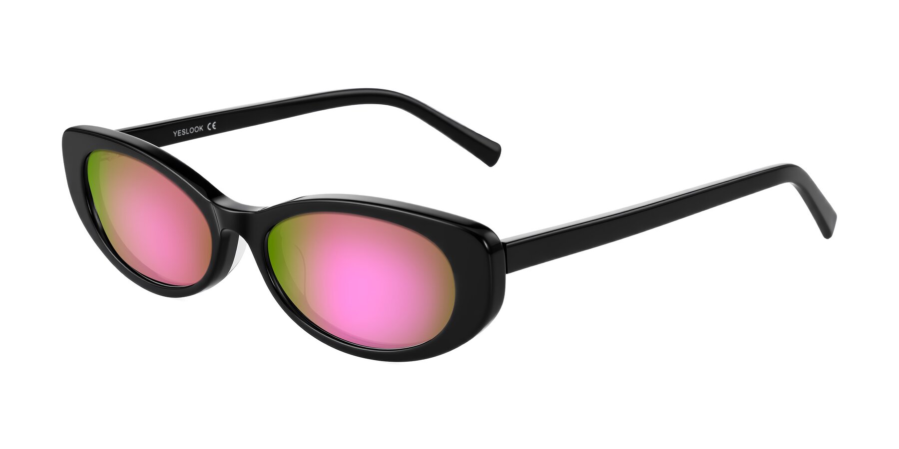 Angle of Buffalo in Black with Pink Mirrored Lenses