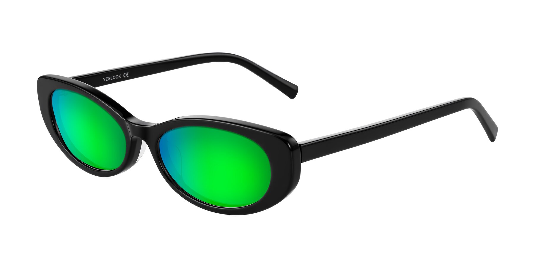 Angle of Buffalo in Black with Green Mirrored Lenses