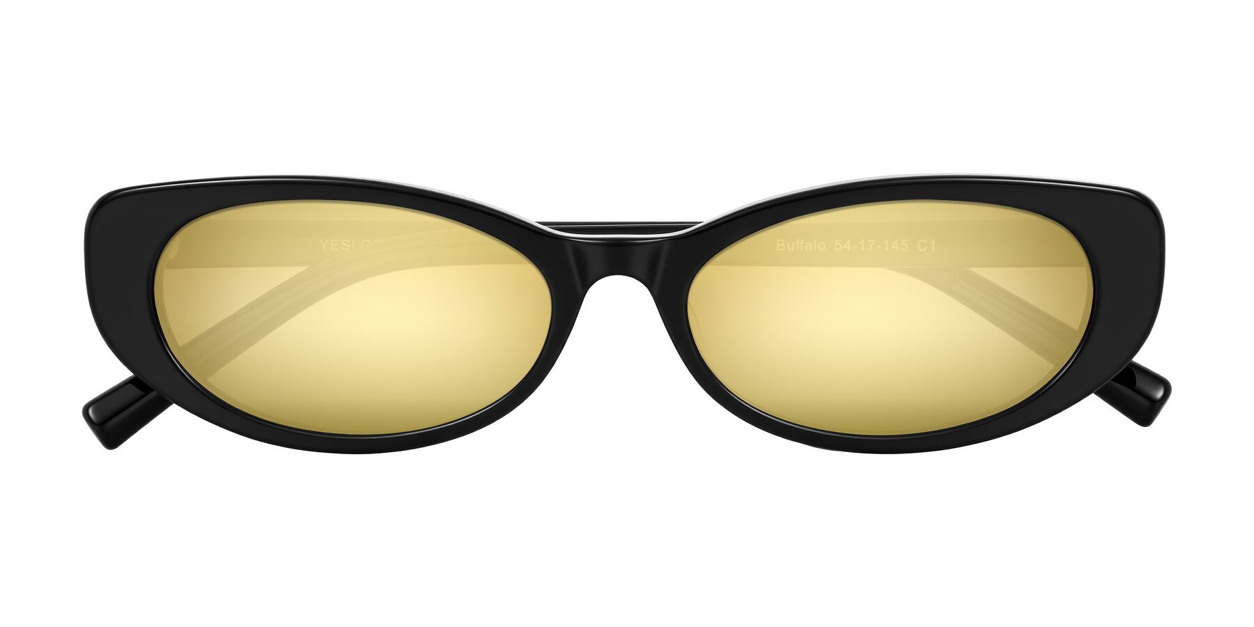 Folded Front of Buffalo in Black with Gold Mirrored Lenses