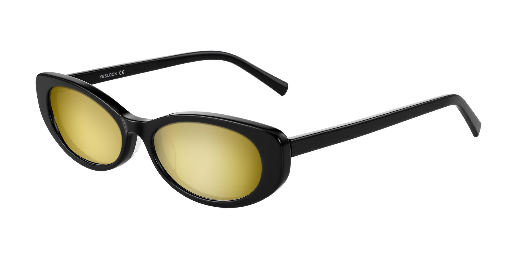 Angle of Buffalo in Black with Gold Mirrored Lenses