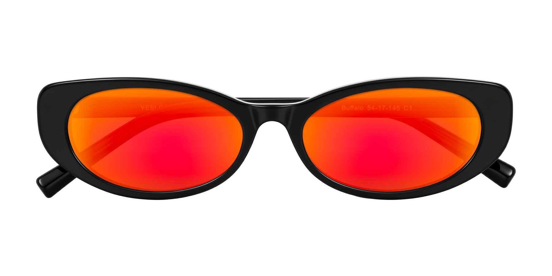 Folded Front of Buffalo in Black with Red Gold Mirrored Lenses