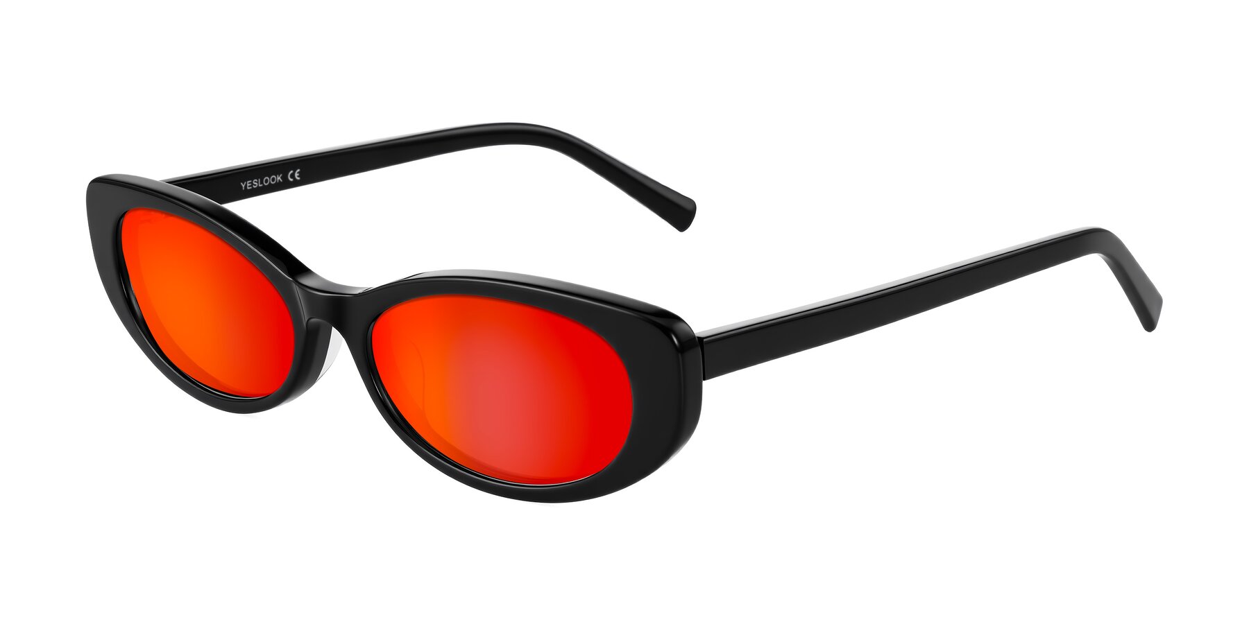 Angle of Buffalo in Black with Red Gold Mirrored Lenses