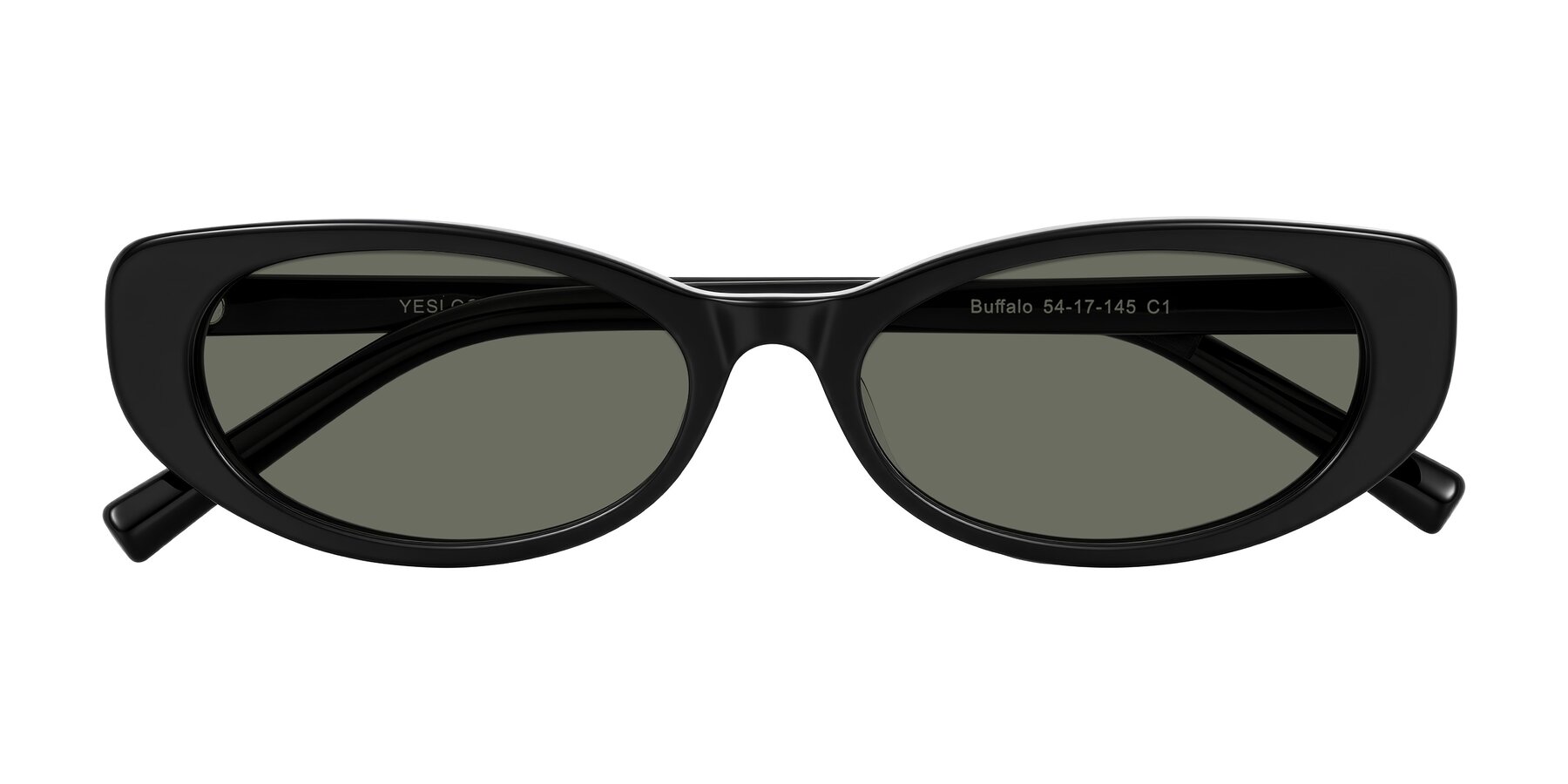 Folded Front of Buffalo in Black with Gray Polarized Lenses