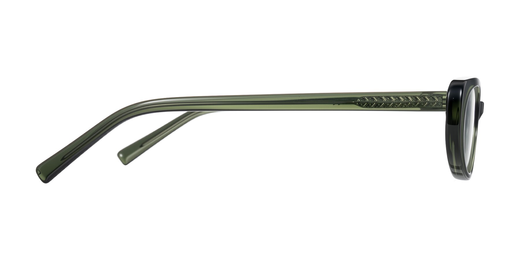 Side of Buffalo in Olive Green with Clear Blue Light Blocking Lenses