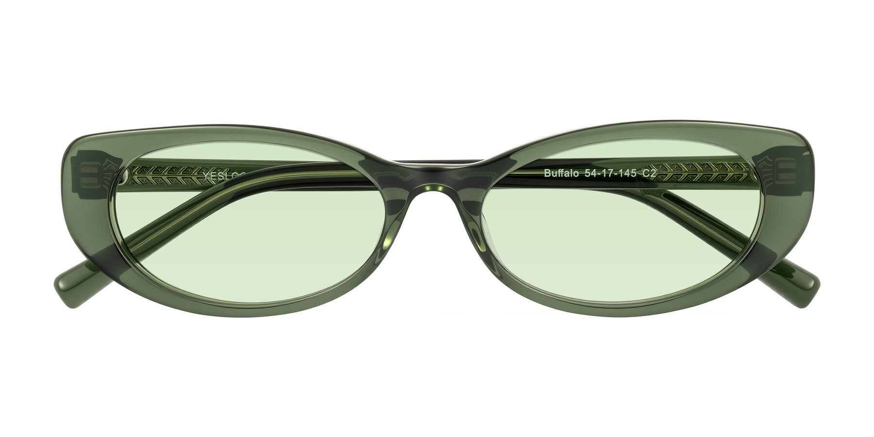 Folded Front of Buffalo in Olive Green with Light Green Tinted Lenses