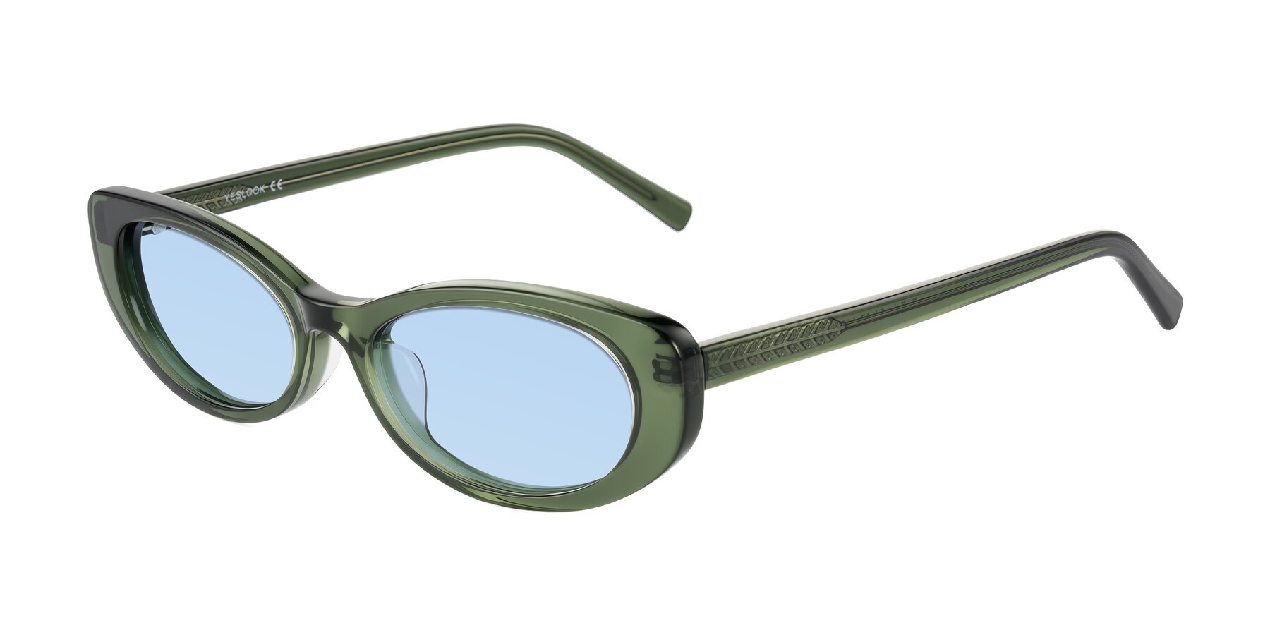 Angle of Buffalo in Olive Green with Light Blue Tinted Lenses