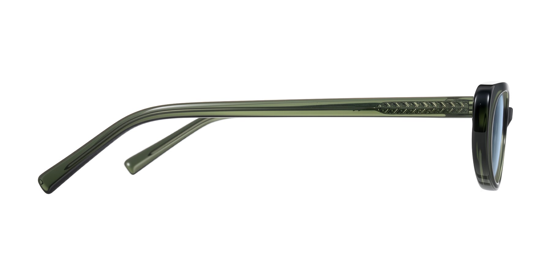 Side of Buffalo in Olive Green with Light Blue Tinted Lenses