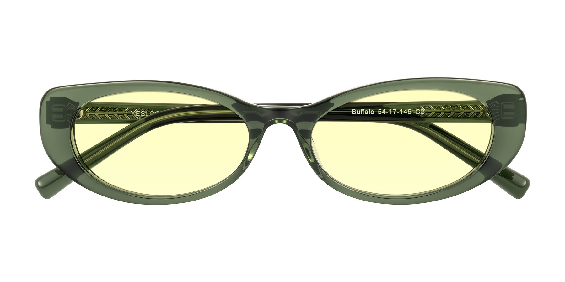 Folded Front of Buffalo in Olive Green with Light Yellow Tinted Lenses