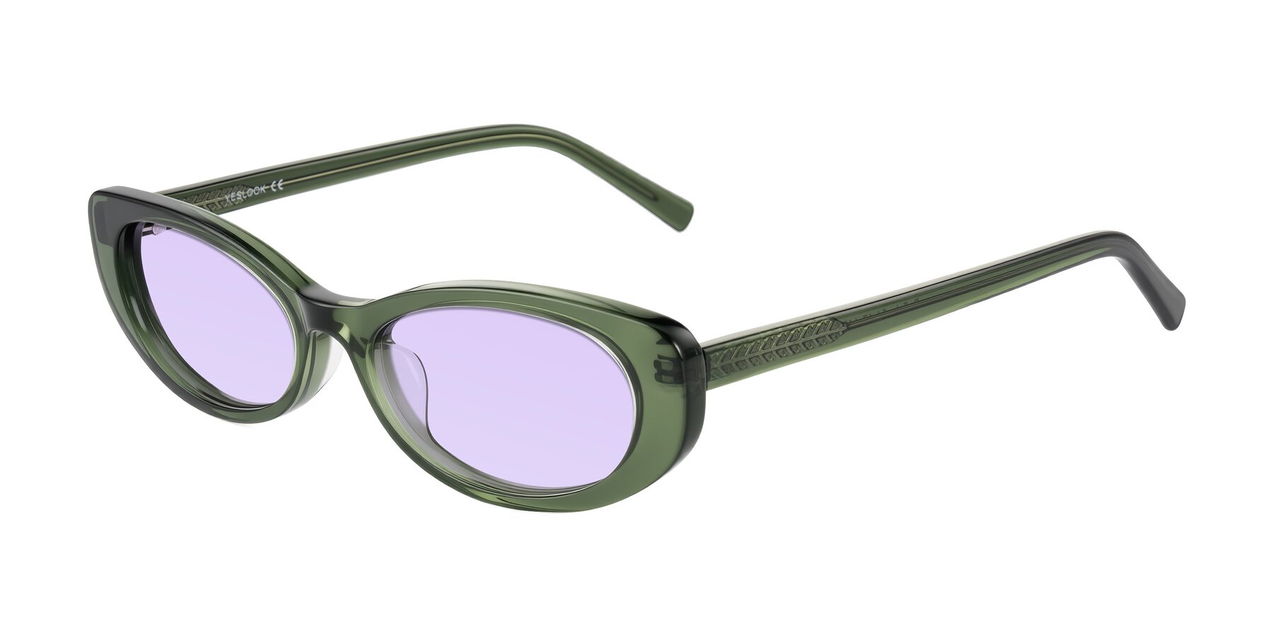 Angle of Buffalo in Olive Green with Light Purple Tinted Lenses