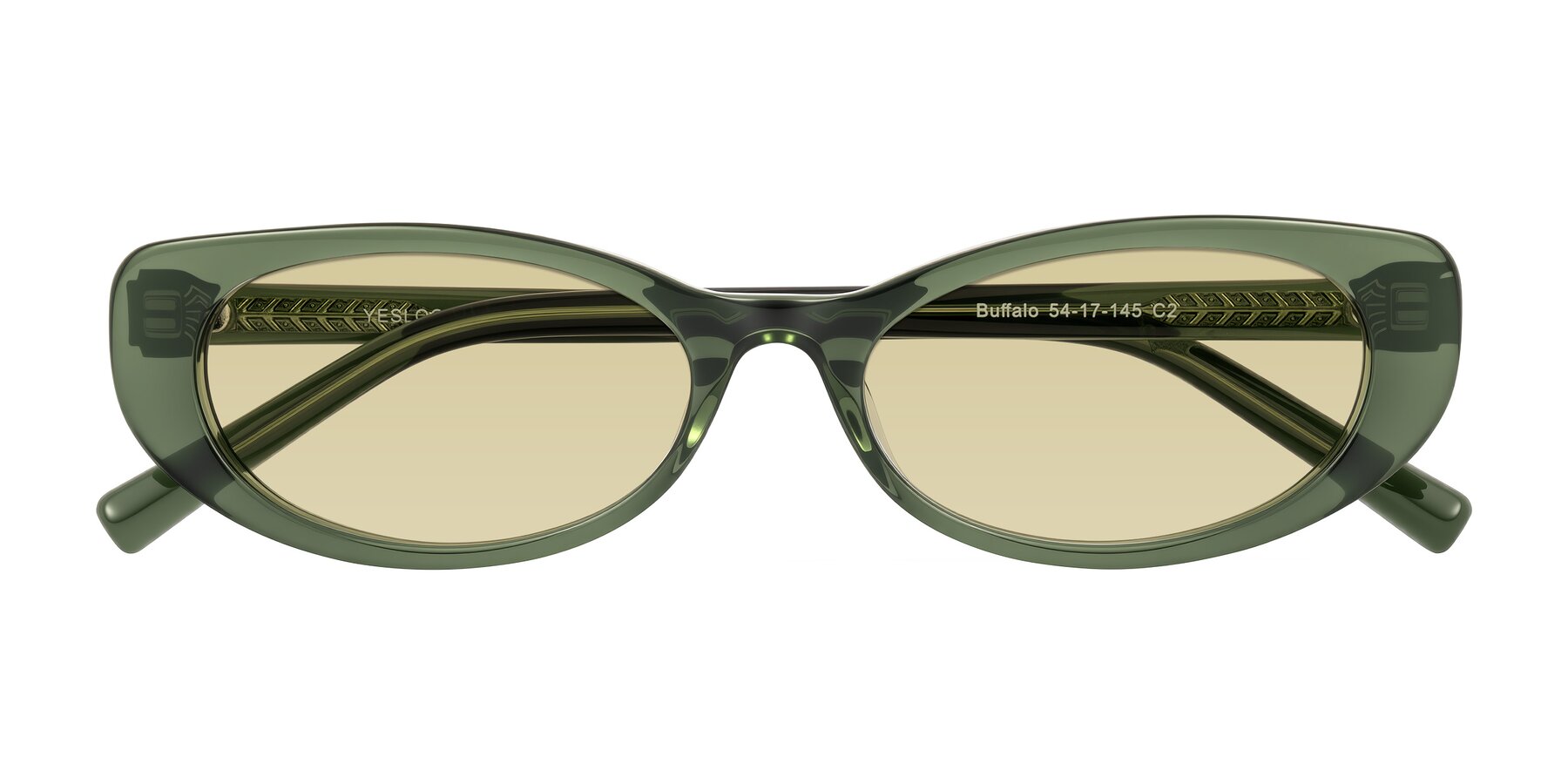 Folded Front of Buffalo in Olive Green with Light Champagne Tinted Lenses