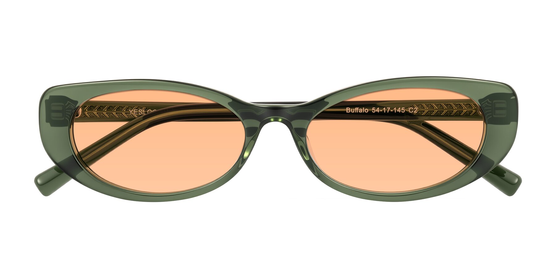 Folded Front of Buffalo in Olive Green with Light Orange Tinted Lenses