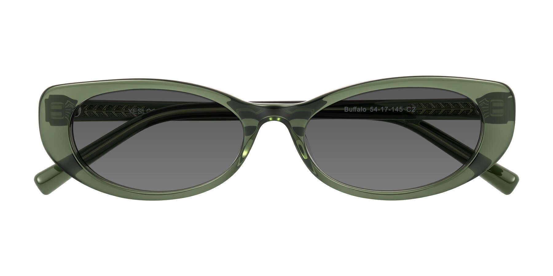 Folded Front of Buffalo in Olive Green with Medium Gray Tinted Lenses