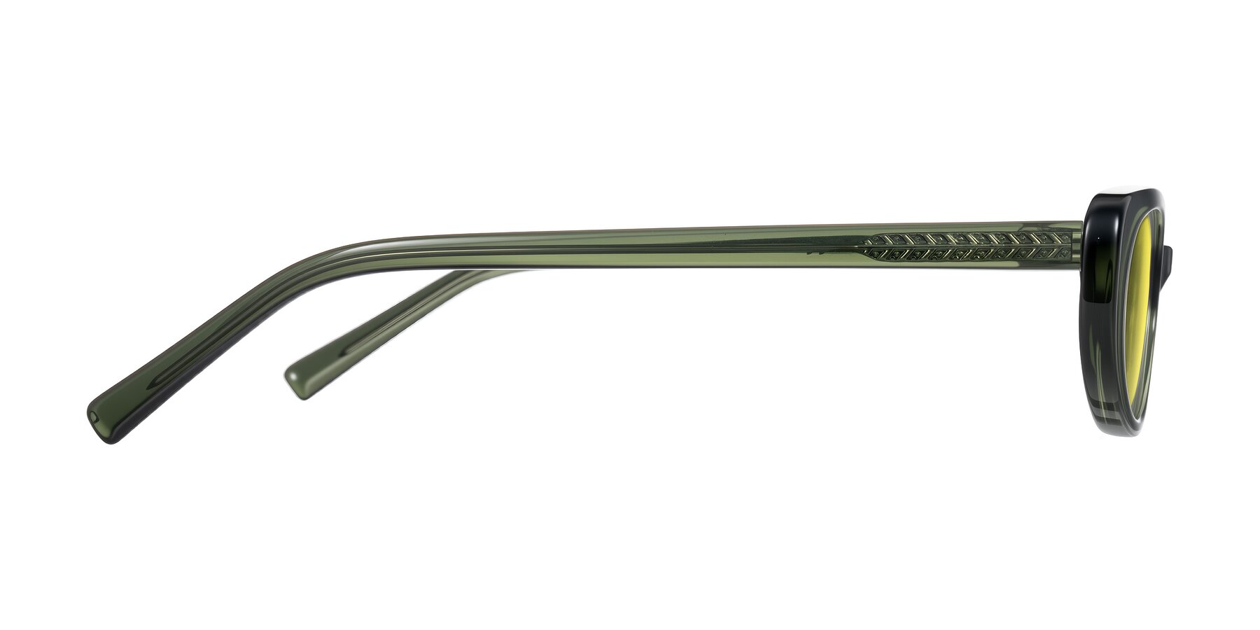 Side of Buffalo in Olive Green with Medium Yellow Tinted Lenses