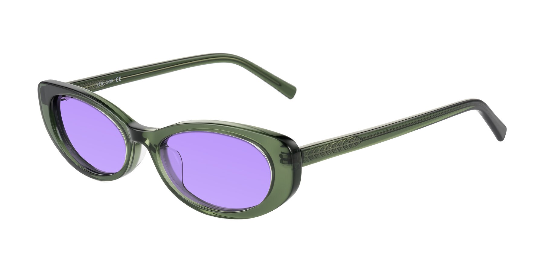 Angle of Buffalo in Olive Green with Medium Purple Tinted Lenses