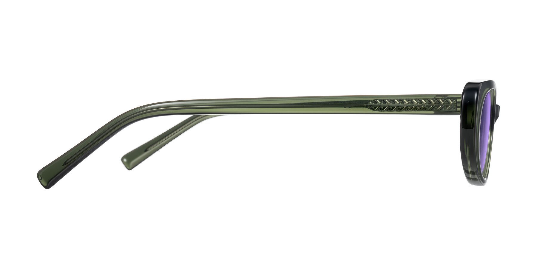 Side of Buffalo in Olive Green with Medium Purple Tinted Lenses