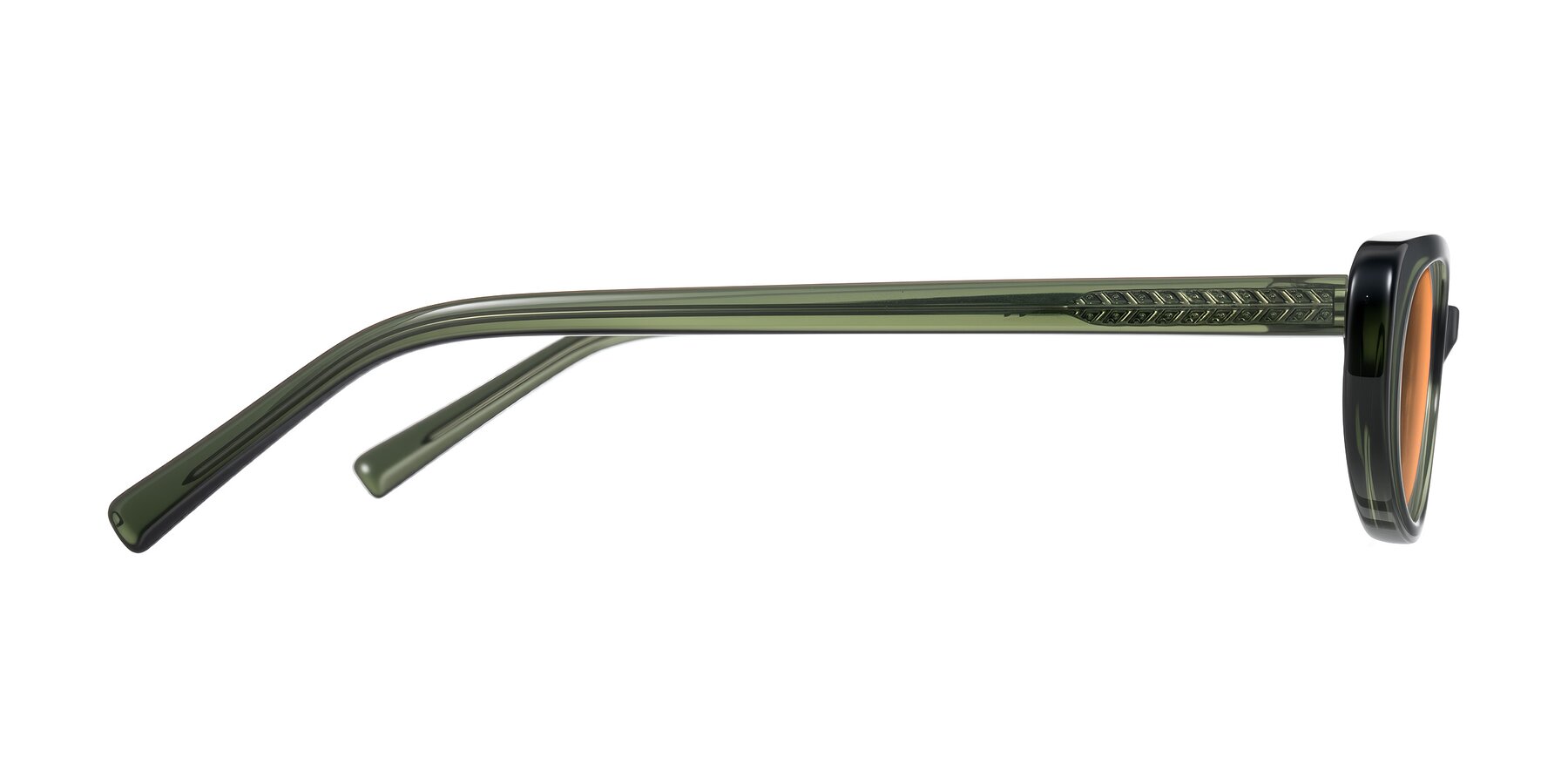 Side of Buffalo in Olive Green with Medium Orange Tinted Lenses
