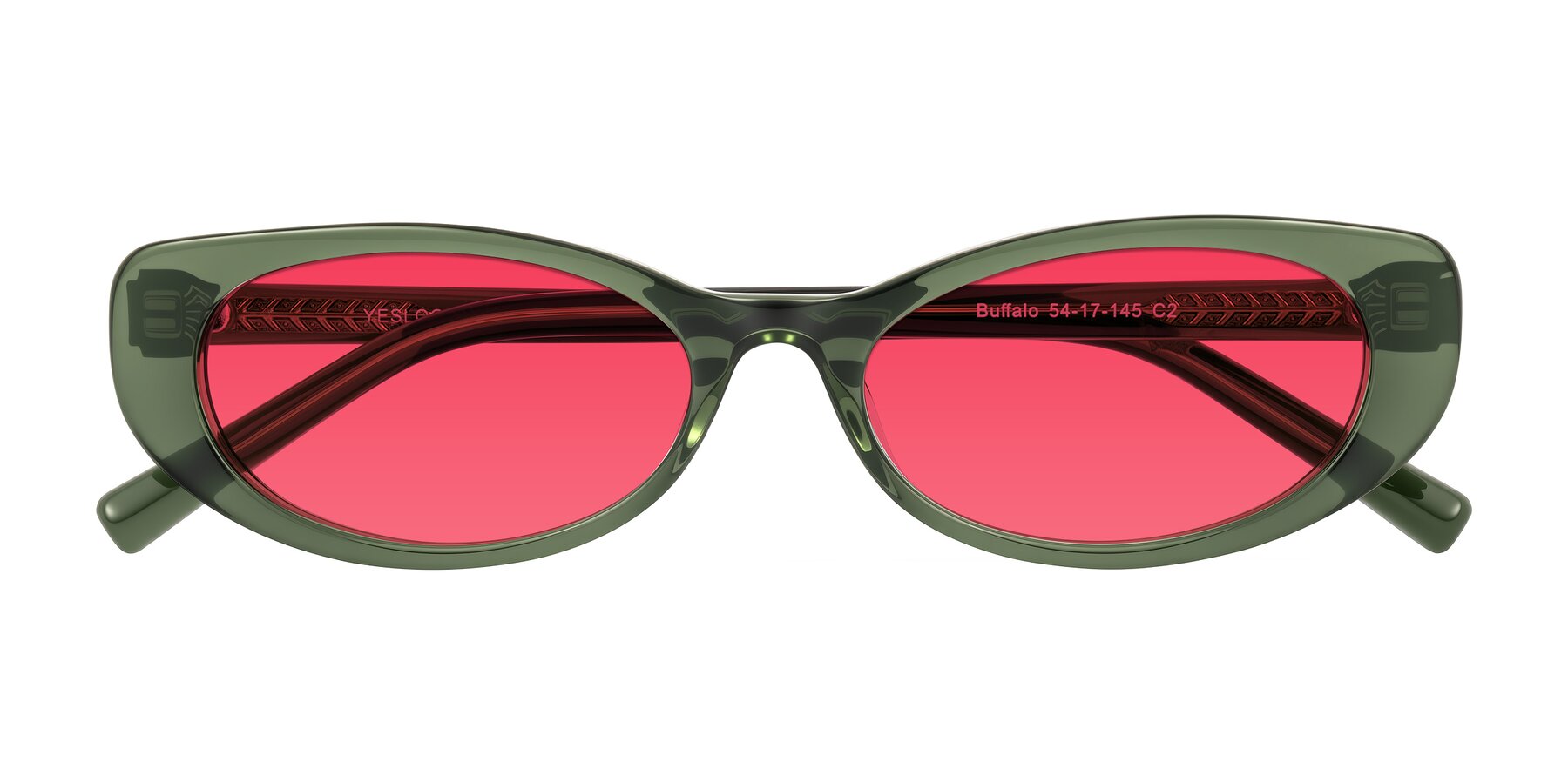 Folded Front of Buffalo in Olive Green with Red Tinted Lenses