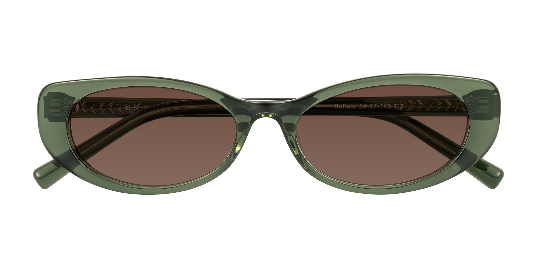 Folded Front of Buffalo in Olive Green with Brown Tinted Lenses