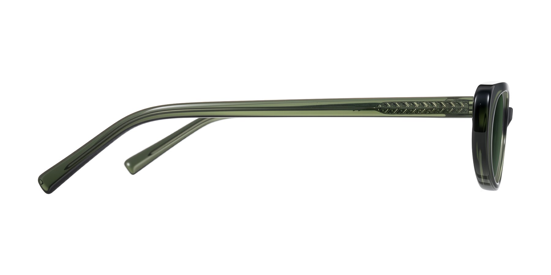 Side of Buffalo in Olive Green with Green Tinted Lenses