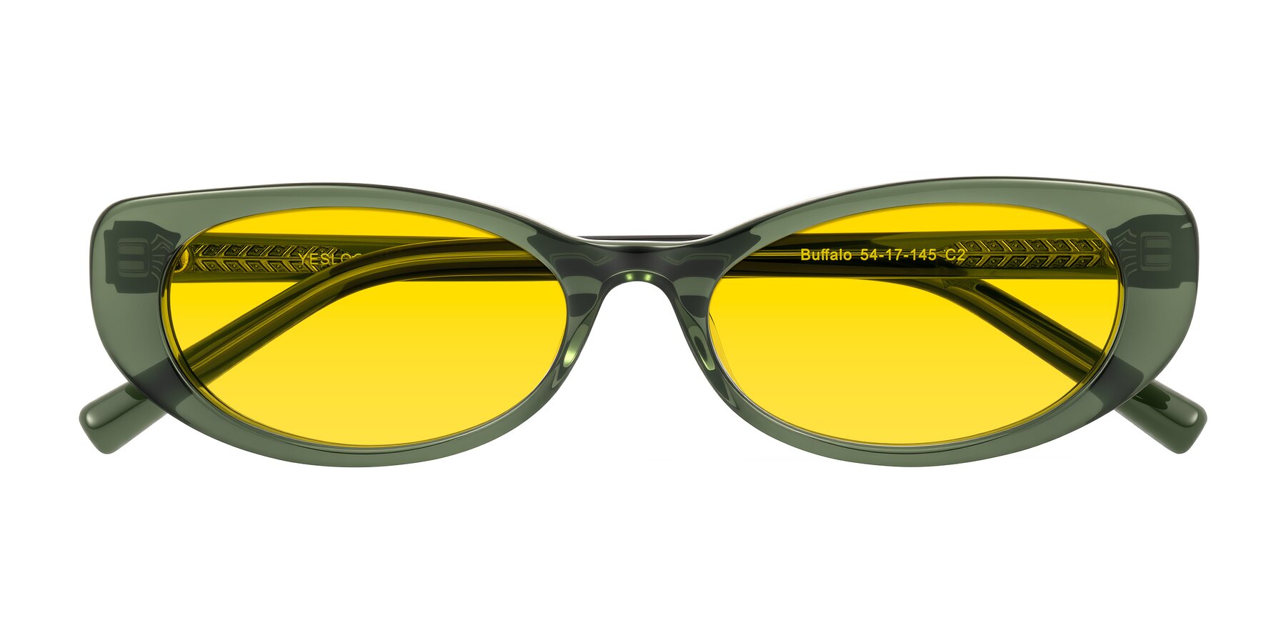 Folded Front of Buffalo in Olive Green with Yellow Tinted Lenses