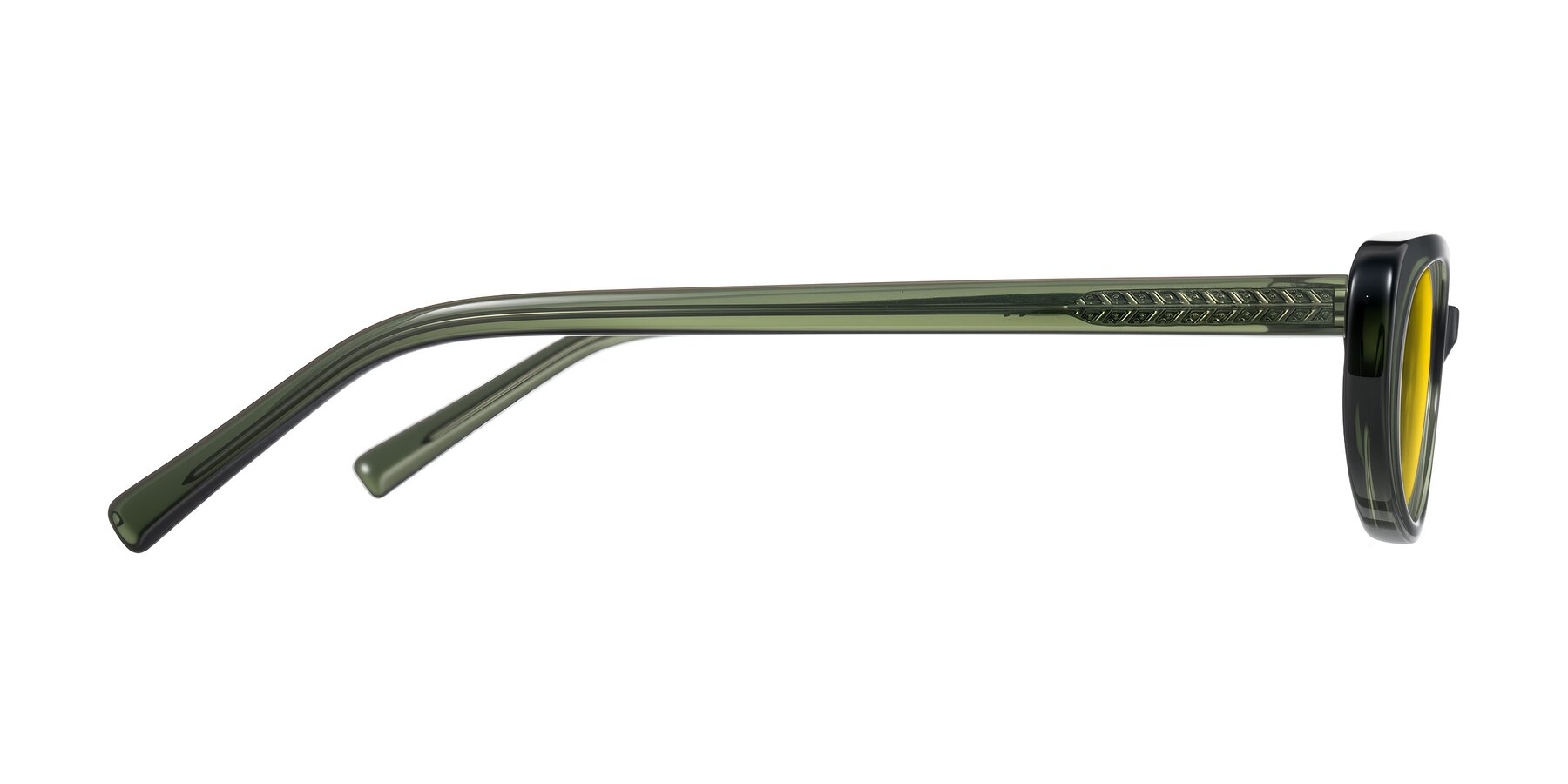 Side of Buffalo in Olive Green with Yellow Tinted Lenses