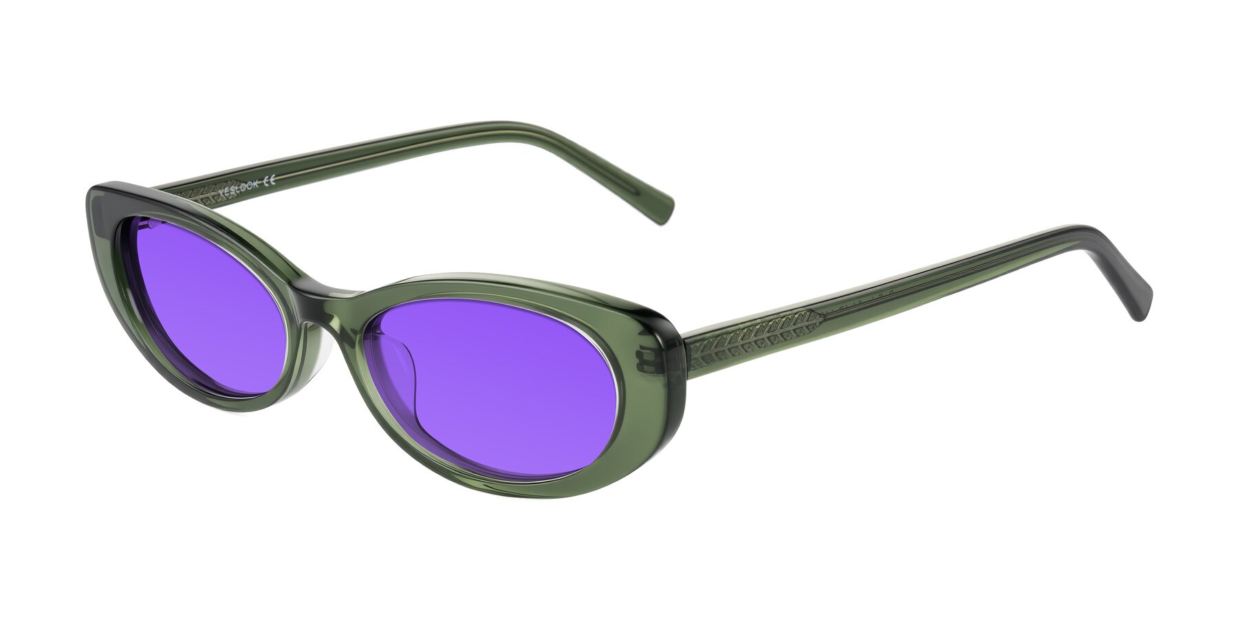 Angle of Buffalo in Olive Green with Purple Tinted Lenses