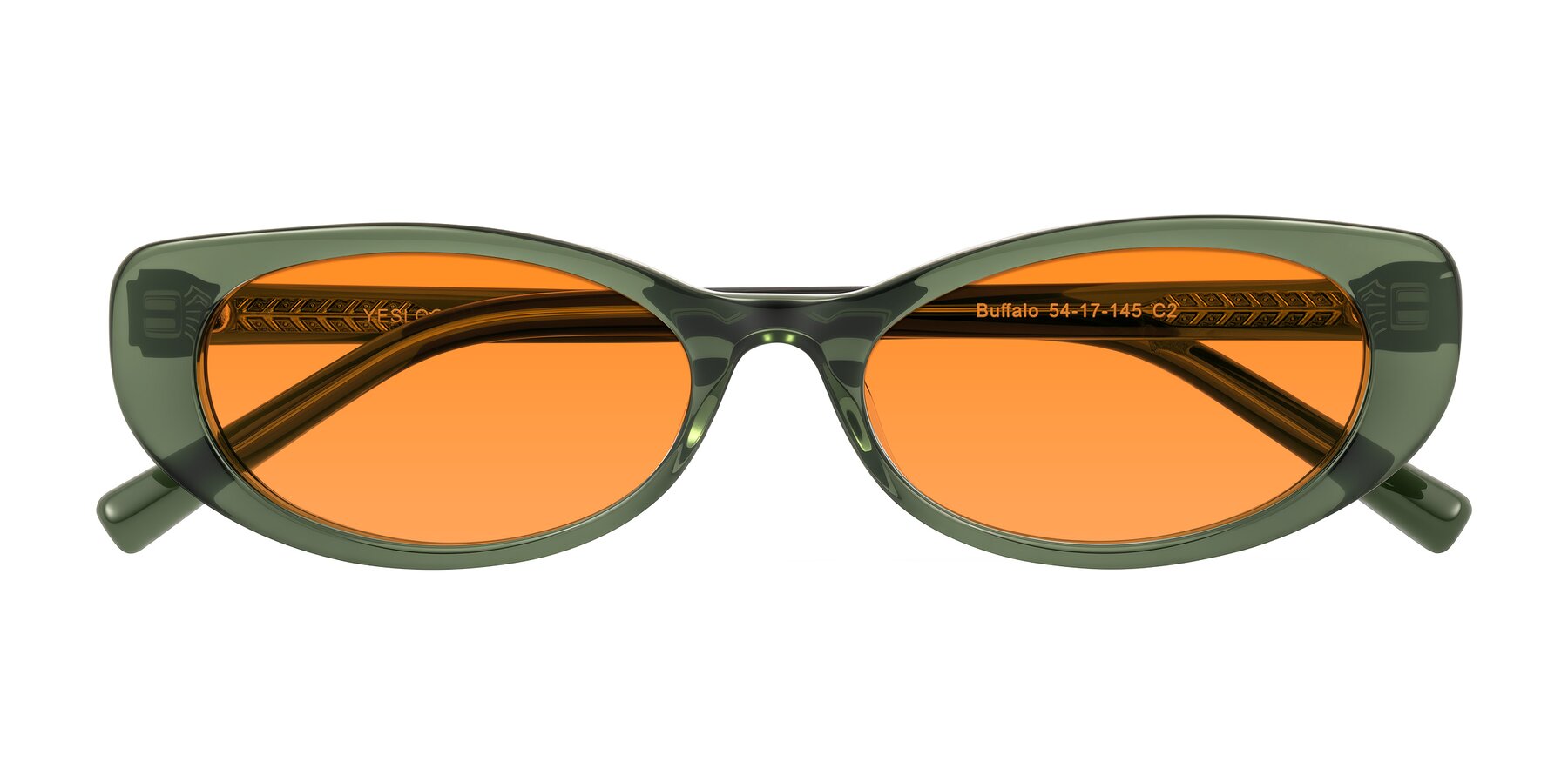 Folded Front of Buffalo in Olive Green with Orange Tinted Lenses