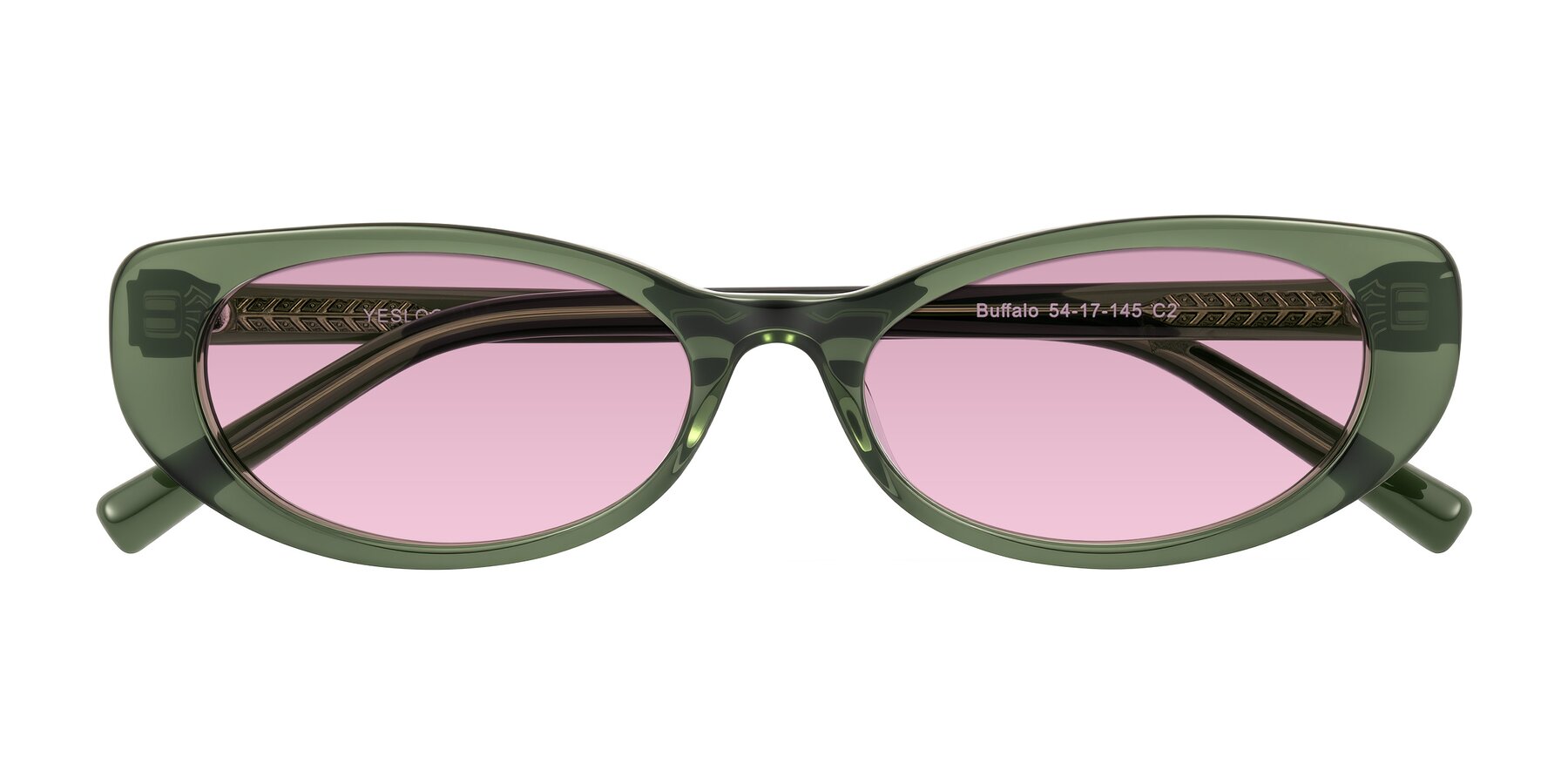 Folded Front of Buffalo in Olive Green with Light Wine Tinted Lenses