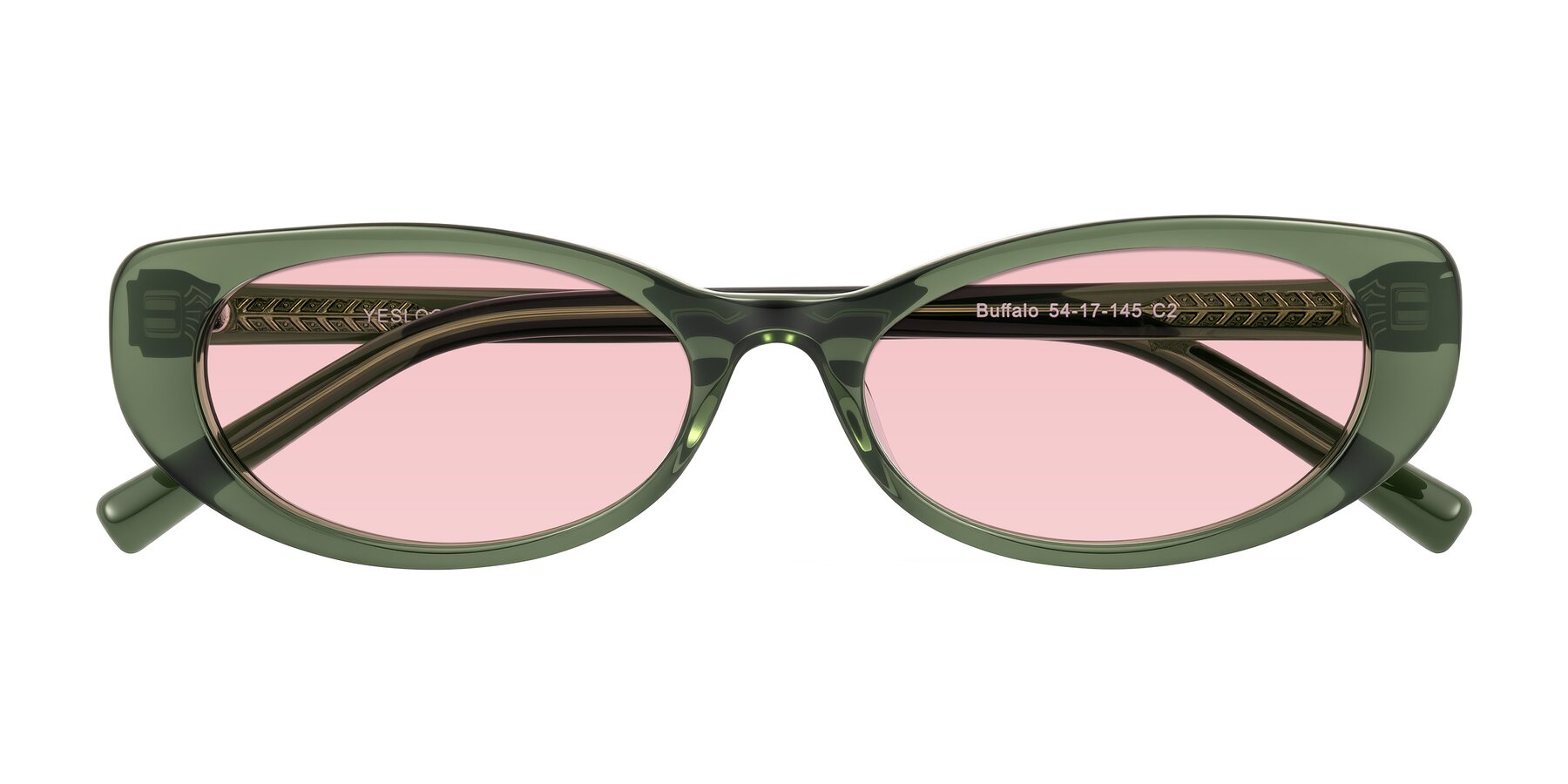 Folded Front of Buffalo in Olive Green with Light Garnet Tinted Lenses