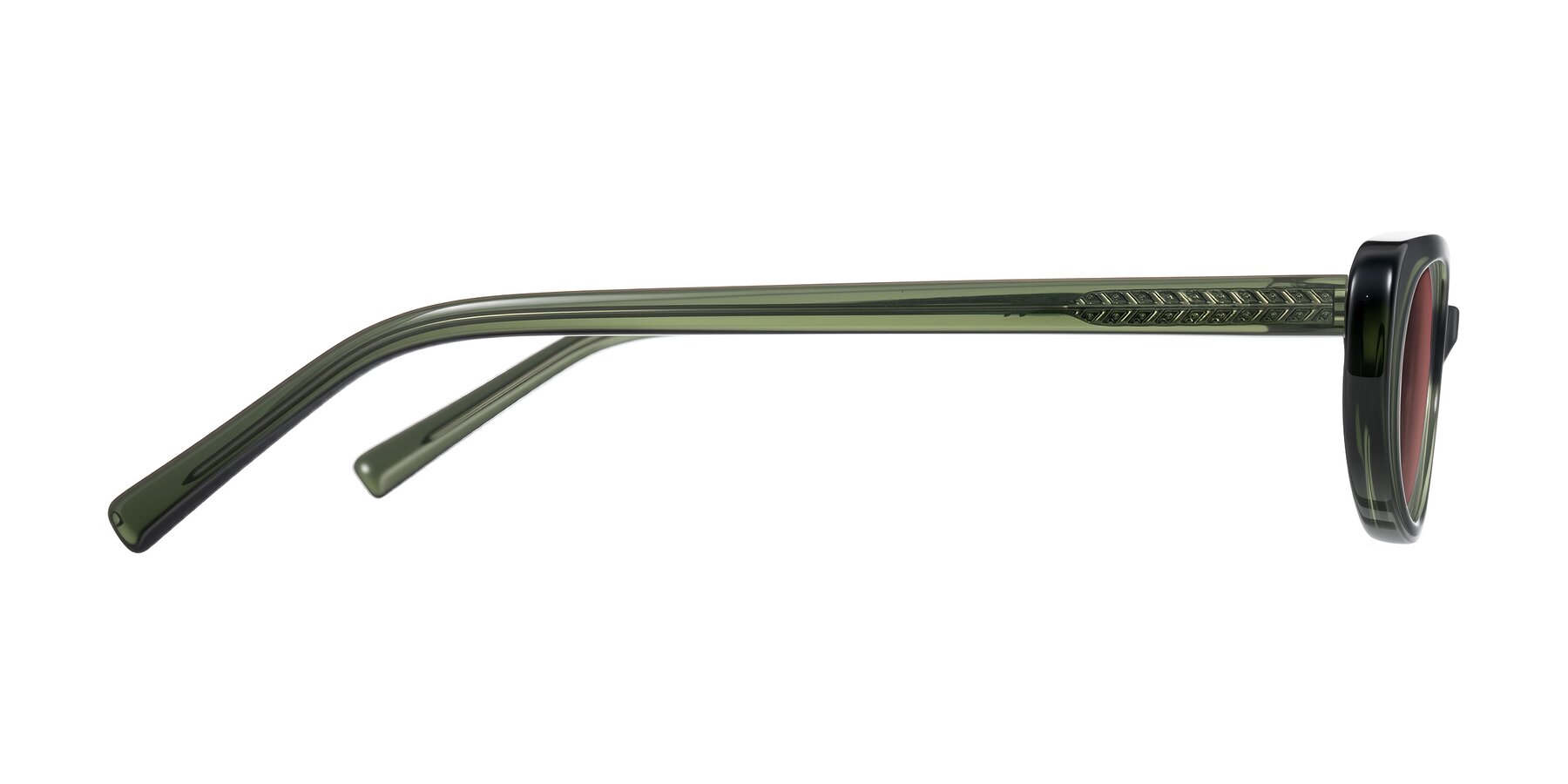 Side of Buffalo in Olive Green with Garnet Tinted Lenses