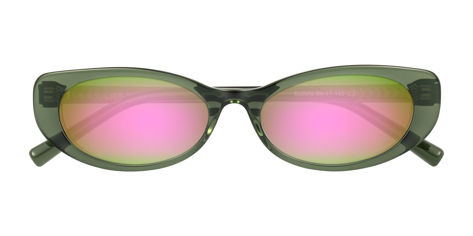 Folded Front of Buffalo in Olive Green with Pink Mirrored Lenses