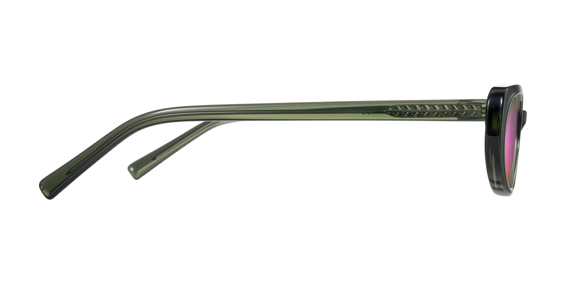 Side of Buffalo in Olive Green with Pink Mirrored Lenses