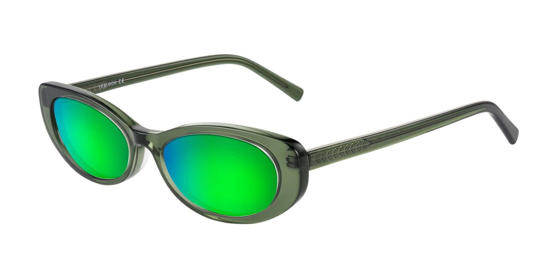 Angle of Buffalo in Olive Green with Green Mirrored Lenses
