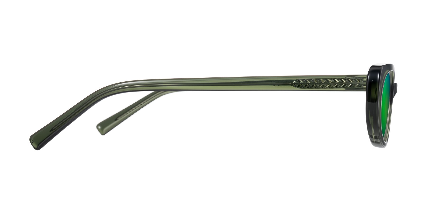Side of Buffalo in Olive Green with Green Mirrored Lenses